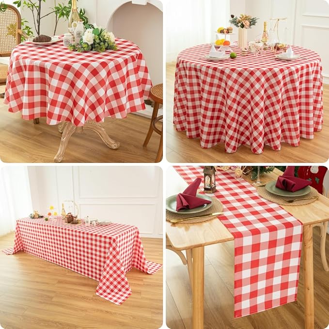 Waterproof Plaid Tablecloth Fabric - Oblong 52x70 Inch Classic Buffalo Tartan Table Cloth for Indoor/Outdoor Use - Washable Tabletop Cover for Dinner, BBQs, and Parties